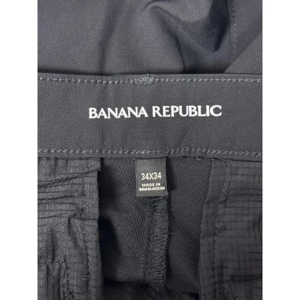 Banana Republic Pants 34 x 34 Mens Black Slim Fit Tech Fabric